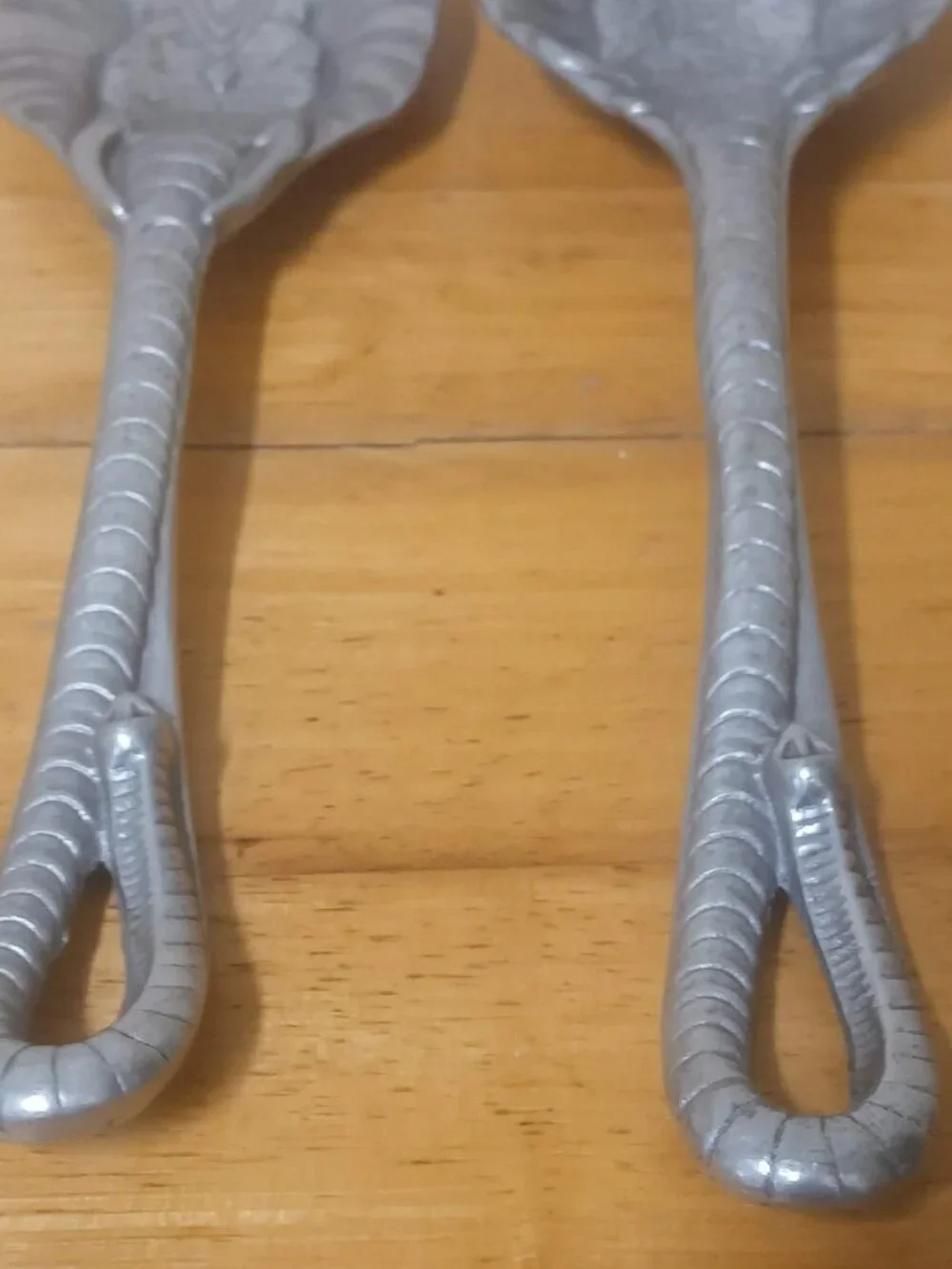 Vintage Arthur Court Elephant Aluminum Fork & Spoon Salad Serving Set, 1993